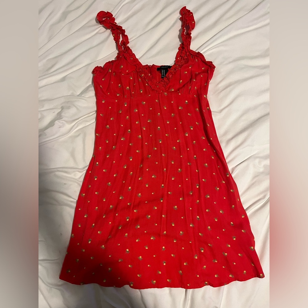 Red summer floral dress